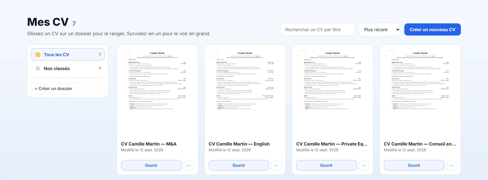 CVthèque : une version par candidature